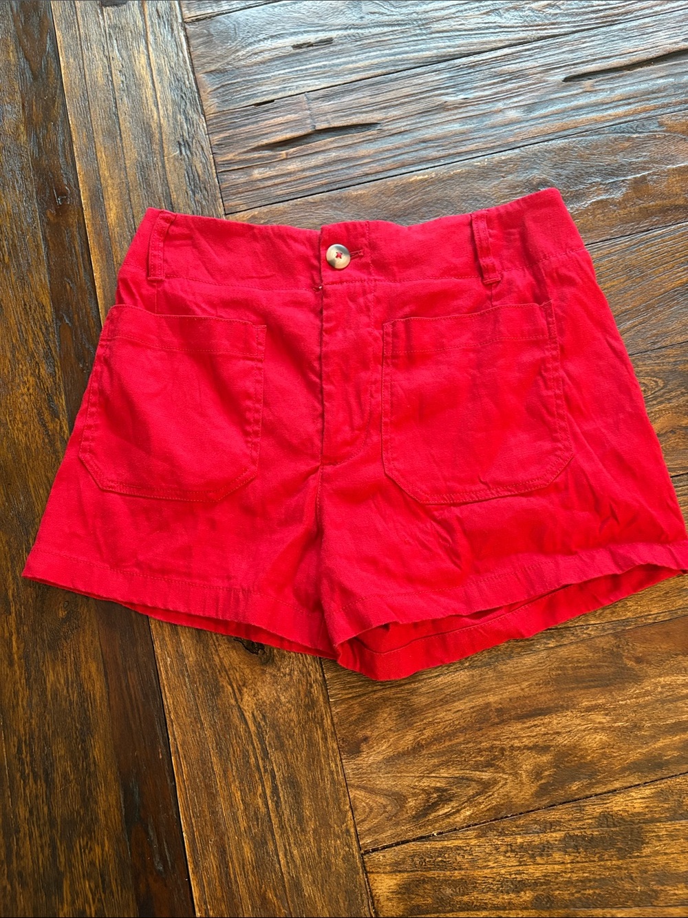Maeve Bright Red High-Waist Pocket Shorts